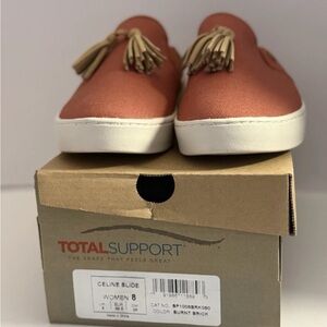 Celine Total Support Canvas Burnt Brick with Tassel Slide Mules Women’s 8 NEW